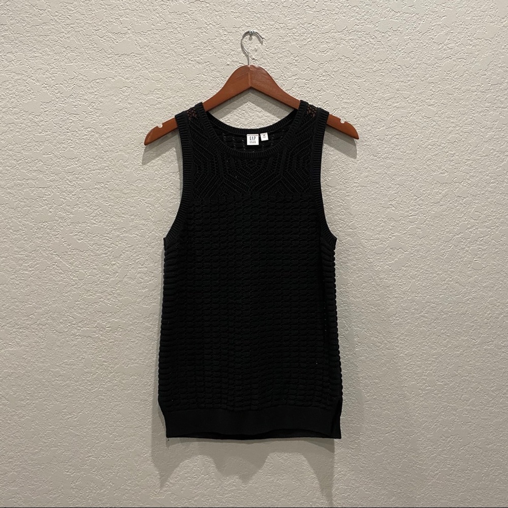 Gap textural black long sweater vest